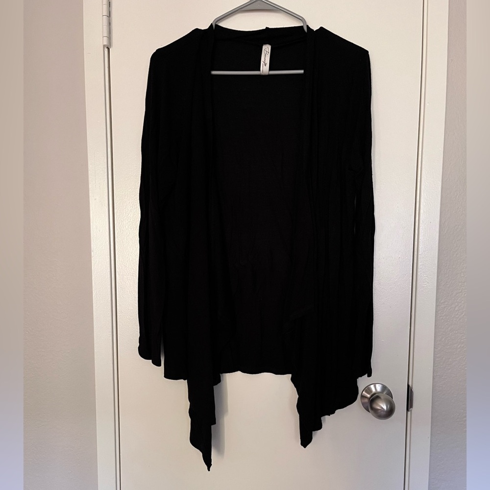 Chic Black Draped Cardigan